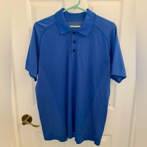 LULU LEMON Men’s Large Blue Short Sleeve Polo Shirt Space Dye Performance